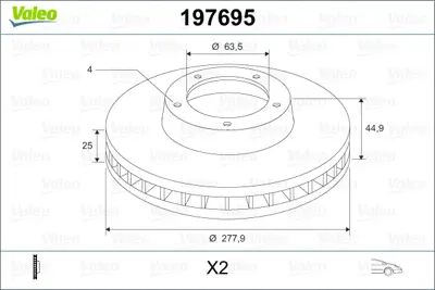 VALEO 197695 Fren Diski Ön X2 Ford Fıesta V 2.0i 1445625