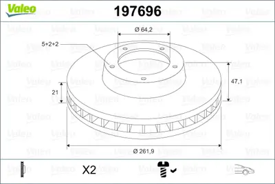 VALEO 197696 Fren Dıskı (Ön) (X2) Honda Cıvıc Vıı 01>06, Cr-Z 10> 45251SZT040