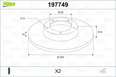 VALEO 197749 Fren Dıskı (Arka) (X2) Fıat 500l 09/12> 52067392