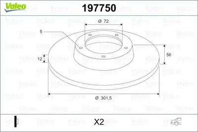 VALEO 197750 Fren Dıskı (Arka) (X2) Ford Maverıck (02/01->) 4947737 EF9126251A