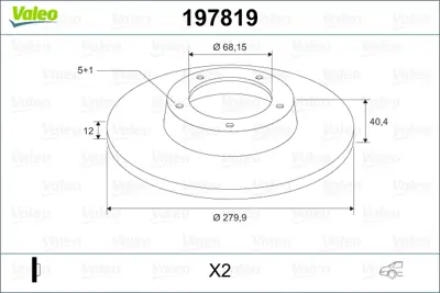 VALEO 197819 Fren Dıskı (Arka) (X2) Volkswagen Transporter 7D0615601