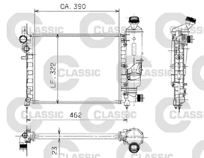 VALEO 230372 Motor Su Radyatoru Radyator Mekanık P106 Saxo 1,6 Klımasız Manuel Olcu: (390*322*23) / (730372 Class 