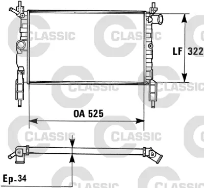 VALEO 230975 Motor Su Radyatörü Klıma Harıç M.T Astra F 14nv - 14se - C14se - C14nz - X14nz 