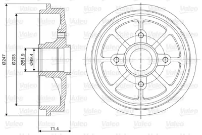 VALEO 237097 Arka Fren Kampanası P106 Ym P206 Saxo Olcu: (203*38) Abs Sız (Dıslı Cark) 424745 424747