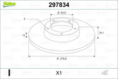 VALEO 297834 Arka Fren Dısk Aynası Mondeo Iıı 00>07 Jaguar X Type 01>09 Olcu: (280 X 34) 4179406 C2S9231