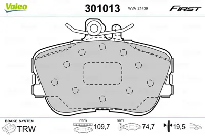 VALEO 301013 Fren Balatası On C-Class W202 94>00 S202 96>01 A0054204620