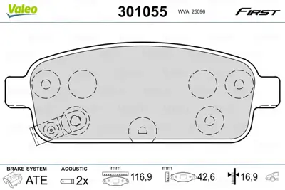 VALEO 301055 Arka Fren Balatası (Tk) Astra J 10> 1,4 / 1,4 T / 1,6 / 1,6 T / 1,3cdtı / 1,7cdtı,2,0cdtı Cruze 09>  13473427 95516192 95516196