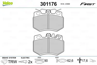 VALEO 301176 On Balata P205 1,4 1,6 Gtı 1,7 (83 94) P309 1,4 1,6 1,8 1,9d (89 93) / (Fıslı) 425282