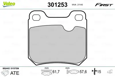 VALEO 301253 Arka Fren Balatası (Dısk Icın) Vectra B Omega B 4467072 90485133