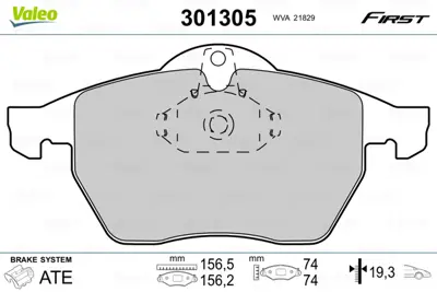 VALEO 301305 On Fren Balatası Vectra B 2,0ı / 2,5 V6 5062203 93191802