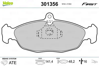 VALEO 301356 On Fren Balatası Vectra A Astra F Corsa A / B Combo 91 01 1,4 1,4ı 1,6ı 1,7d 1,7td 1,8ı 11046948372 1605907 JLM21919