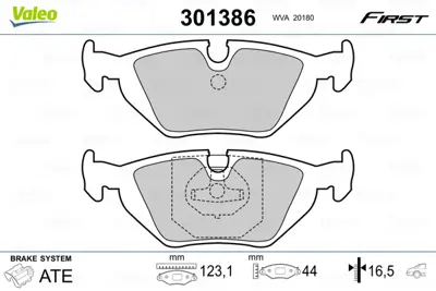 VALEO 301386 Arka Fren Balatası Bmw E46 E36 E85 Abs'Li 34216761239