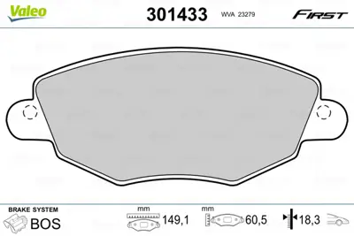 VALEO 301433 On Fren Balatası Mondeo Iıı 00>07 Jaguar X Type 04>09 C2S52079 ME1S7J2K021AD