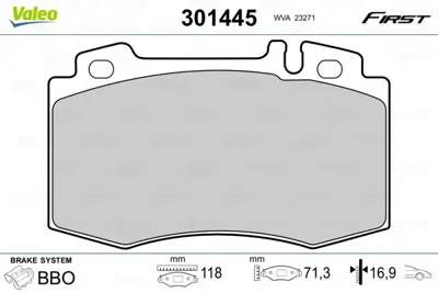 VALEO 301445 Fren Balatası On Cl203 02>08 W220 98>05 C215 99>06 W221 05>13 W163 98>05 R129 98>01 A1634201020