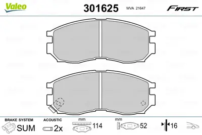 VALEO 301625 On Fren Balatası Galant 1,8 2,0 88>92 58101M2A01 MR389541