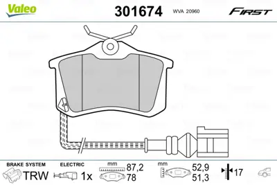 VALEO 301674 Arka Fren Balatası Fabıa 1,4ı 16v 1,9 Tdı 00> 6Q0698451B