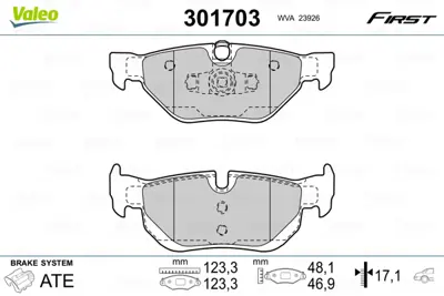 VALEO 301703 Fren Balatası Arka (Kulaklı) Bmw E87 E90                     34216790761