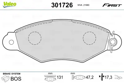 VALEO 301726 On Fren Balatası Kangoo 1,9d Kangoo 1,5dcı Xsara 1,4 1,5 P206 4106000QAG 425487 8671014265