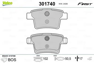 VALEO 301740 Arka Fren Balatası Mondeo Iıı 04>07 Jaguar X Type Estate 05>09 4S712M008AB C2S52081