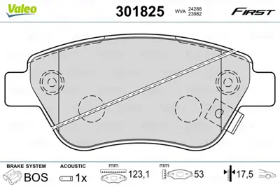 VALEO 301825 On Fren Balatası Tk Corsa D 7 / 2006> 1,0 I / 1,2 I / 1,3 Cdtı / 1,4 I 71770082 95521571