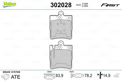 VALEO 302028 Fren Balatası Arka W203 02>07 Cl203 02>08 C209 02>09 W210 97>02 R171 04>11 A0054201920