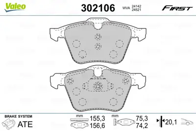 VALEO 302106 On Fren Balatası S-Max 09> 06> Galaxy 06> / Xf 08> Xj 09> Xk 06> / S60 10> S80 06> V70 06> Xc70 06>  31347967 ME6G9J2K021CA