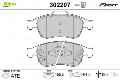 VALEO 302207 On Fren Balatası Fıat 500x 14> Jeep Renegade 14> 77368048