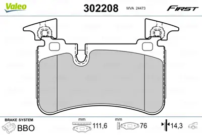 VALEO 302208 Fren Balatası Arka W204 Amg 08>14 W211 Amg 06>08 R230 Amg 04>12 A0054202520