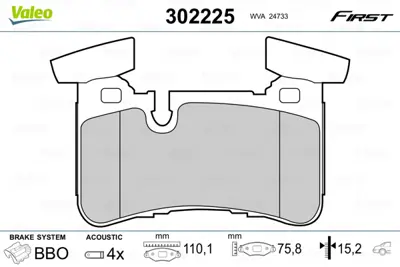 VALEO 302225 Dısk Fren Balatası (Arka) Mercedes Class C 06.11> A0004203400