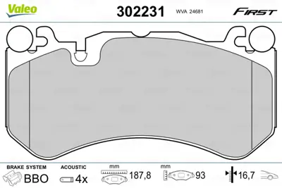 VALEO 302231 Dısk Fren Balatası (Fırst) (Ön) Mercedes Benz Class E 11.09> A0084202020