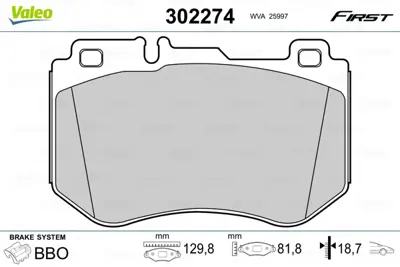 VALEO 302274 Dısk Fren Balatası (Ön) Mercedes Class C 03.14> A0084201720