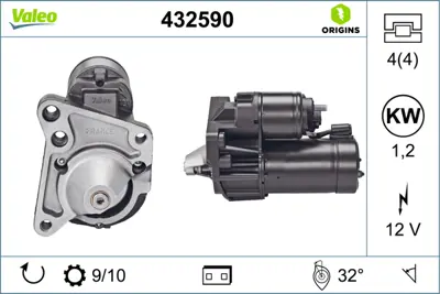 VALEO 432590 Mars Motoru 12v 10 Dıs 1,2kw Clıo R9 R11 R19 R21 Trafıc F3p 7701351772