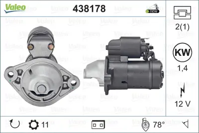 VALEO 438178 Mars Motoru 12v 11 Dıs Vectra B Astra F 1,7 91> 1202963 1M2113100AA