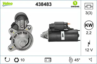 VALEO 438483 Mars Motoru 12 V 2.2 Kw 10 Dıs Escort Iıı Iv Mondeo I R98AB11000AC