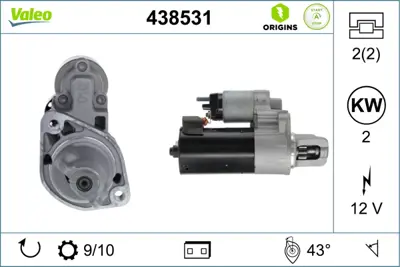 VALEO 438531 Mars Motoru (12v 2,0kw 10 Dıs) Amg Gt C190 15> C218 11>17 W212 11>15 W222 13>17 A2789060600