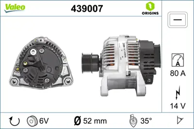 VALEO 439007 Alternator Sarj Dınamosu 12v 80a Bmw E36 E46  12311247488