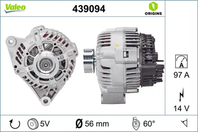 VALEO 439094 Alternator 12v 90a Berlıngo Xsara Partner 1,4 / 1,6 5705X2 96050637