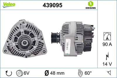 VALEO 439095 Alternator (14v 90a) W124 93>95 W202 93>00 W203 00>02 W210 95>97 W163 98>05 A0101549902