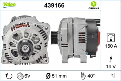 VALEO 439166 Alternator 12v 150a C5 P406 P605 P607 Xantıa Xm Iı Es9j4 Es9j4s (3,0 24v) 5705X5