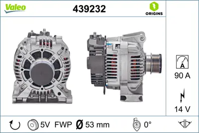 VALEO 439232 Alternator (14v 90a) A-Class W168 02>04 W169 08>12 Vaneo 414 02>05 A0121544302