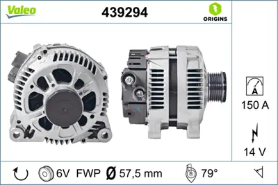 VALEO 439294 Alternator (12v 150a) P307 P406 Ym C5 C8 P807 2,0hdı 8v Boxerıı Jumper Iı 2,0hdı 8v / 2,2hdı 8v P607 3140068D02 5705ER 9640878780 9641302580 9645907680