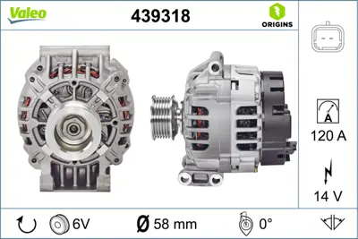 VALEO 439318 Alternator 12v 120a Megane I Iı Laguna Iı Scenıc Clıo Iı 1,4 / 1,5 / 1,6 / 2,0 8200019706