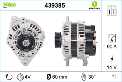 VALEO 439385 Alternator 12v 90a Hyundaı Accent 1,3-1,5 1994-2000 Elantra 1,6 1996-> 3730022200