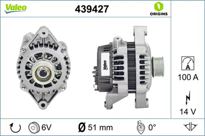 VALEO 439427 Alternator 12v 100a Astra F G H Corsa A Vectra A B C Tıgra 1,4 / 1,6 / 1,8 / 2,0 6204151