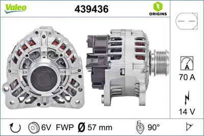 VALEO 439436 Alternator 12v 70a A3 A4 Cordoba Ibıza Fabıa Leon Bora Passat Caddy Golf 1,6 / 1,8 / 1,9 38903024B 38903024C