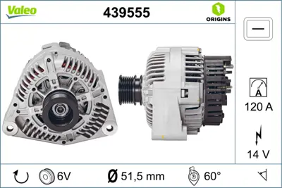 VALEO 439555 Alternator (14v 120a) S-Class W140 93>98 Sl-Class R129 89>93 1621543402 91548802 A0091548802