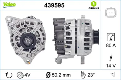 VALEO 439595 Alternator 12v 80a C3 C4 C5 Mını P207 P308 P5008 Partner Tepee 1,4 / 1,6 16v 23100AX62B