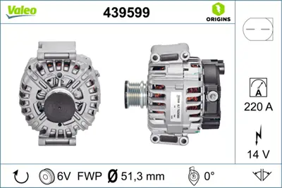 VALEO 439599 Alternator (14v 220a) Mercedes Sprınter 906 06>16 A6461540902