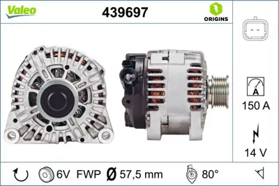 VALEO 439697 Alternator 12v 150a C Crosser P4007 2,2hdı 07> Mıtsubıshı:Outlander Iı 2,2dı D 4wd 5705NF 9665765680