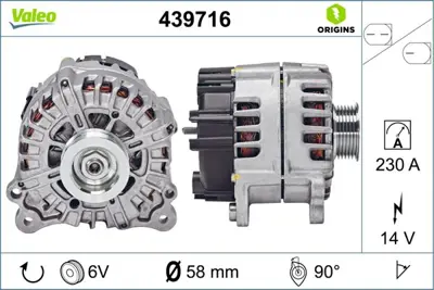 VALEO 439716 Alternator 12v 230a Touareg 3,0 V6 Tdı 10> 59903023JX